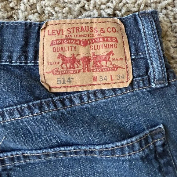 Levi's 514 Jeans Men's 34x34 Blue Denim Slim Straight Cotton Stretch Mid Rise - Picture 10 of 13